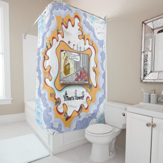 De Tongonderdrukker | Satirische Humor Douchegordijn (In situ)