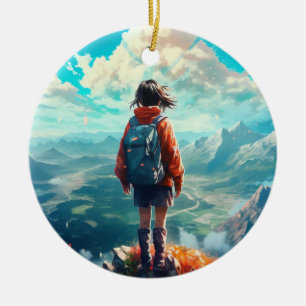 De top in haar ziel Anime Hiker Girl Keramisch Ornament