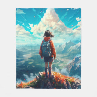 De Top in Haar Ziel | Anime Wandelaar Meisje Fleece Deken