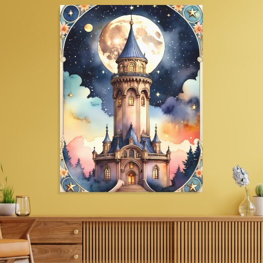 De toren - Tarot inspirerend schilderij Canvas Afdruk (Insitu (Woonkamer))