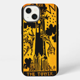 De Toren Tarotkaart | Goud en Zwart | iPhone 13 Hoesje