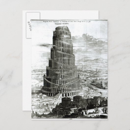 De toren van Babel, 1679 Briefkaart (Voorkant / Achterkant)