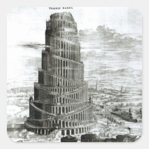 De toren van Babel, 1679 Vierkante Sticker