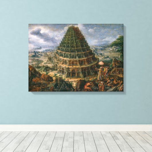 De toren van Babel | Marten van Valckenborch | Canvas Afdruk (Insitu (Houten vloer))