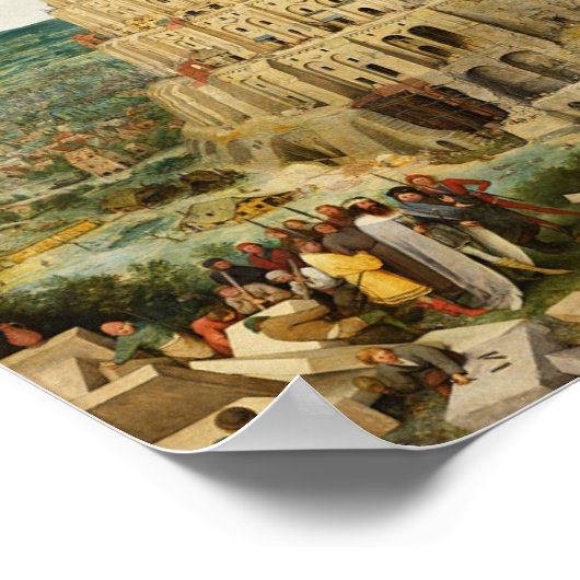 De toren van Babel, Pieter Breugel de Ouder Poster (Hoek)