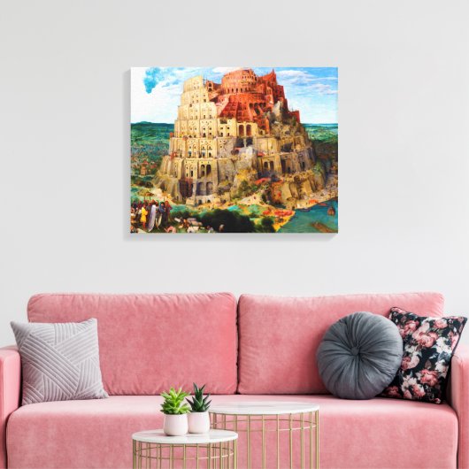 De toren van Babel Pieter Bruegel de Oudere kunst Canvas Afdruk (Insitu (Woonkamer))