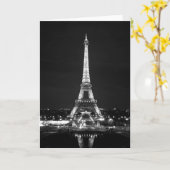 De Toren van Eiffel bij Nacht - B/W Kaart (Gele Bloem)