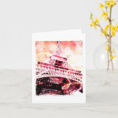 De Toren van Eiffel, Roze en Abrikoos, Spatie Kaart (Gele Bloem)