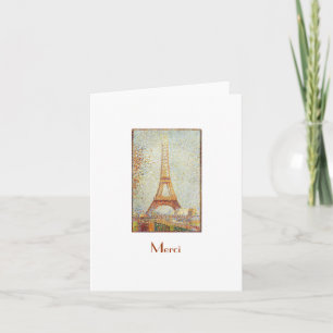 De Toren van Eiffel, Seurat dankt u nota neemt van Bedankkaart