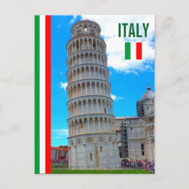 De toren van Pisa en de Italiaanse vlag Briefkaart