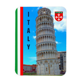 De toren van Pisa en de Italiaanse vlag Magneet