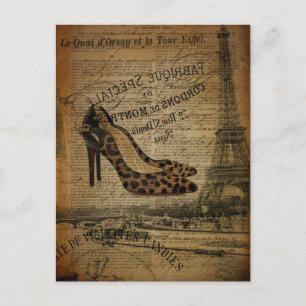 De toren vintage girly schoenen van Parijs Eiffel Briefkaart