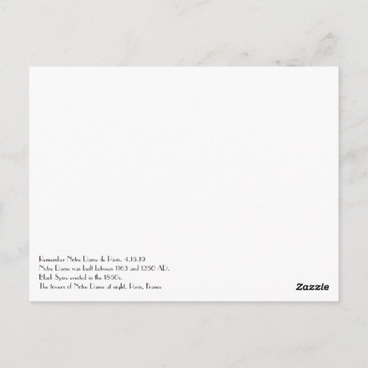 De torens van Notre Dame 's nachts in Parijs Briefkaart (Achterkant)