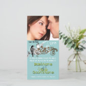 De  Tortelduifjes sparen de Datum Uw Foto Save The Date (Staand voorkant)