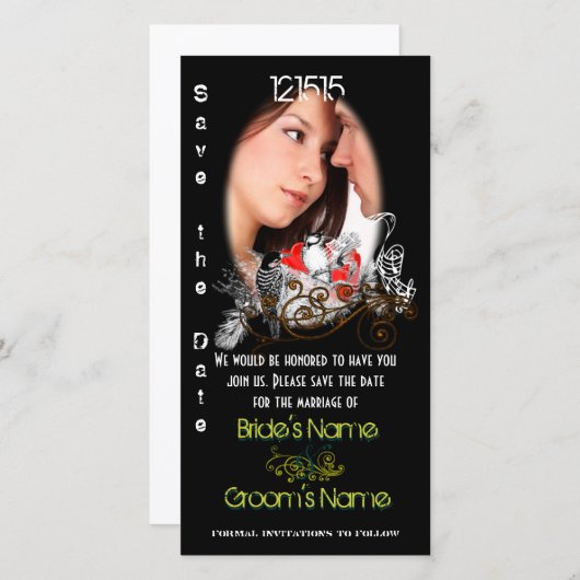 De  Tortelduifjes sparen de Datum Uw Foto Save The Date (Voorkant / Achterkant)