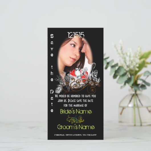 De  Tortelduifjes sparen de Datum Uw Foto Save The Date (Staand voorkant)