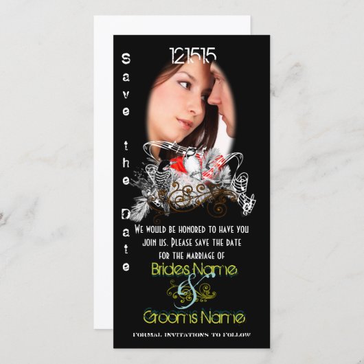 De Tortelduifjes sparen de Datum Uw Foto Save The Date (Voorkant / Achterkant)