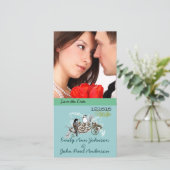 De Tortelduifjes sparen de Datum Uw Foto Save The Date (Staand voorkant)