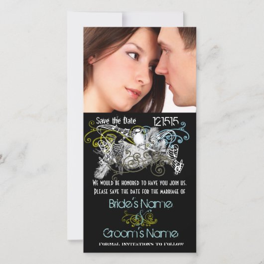 De Tortelduifjes sparen de Datum Uw Foto Save The Date (Voorkant)