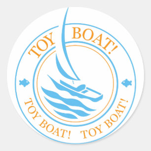 De Tot Spot_Speelgoed Boat (Blauw & Goud) Ronde Sticker