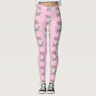 De totaal Leuke Grijze Cartoon van de Liefde van Leggings