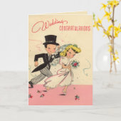 De totaal Retro Gelukwensen van het Huwelijk Kaart (Gele Bloem)