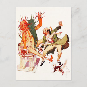 De tovenaar in Oz snijdt de Sorcerer in twee! Briefkaart