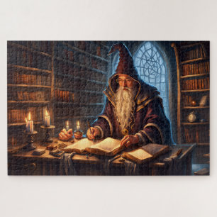 De tovenaar in zijn studie legpuzzel