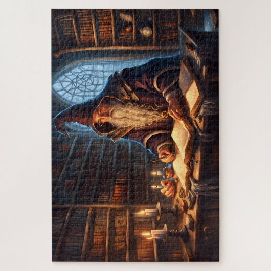 De tovenaar in zijn studie legpuzzel (Verticaal)