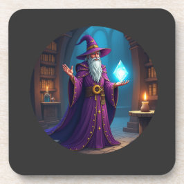 De tovenaar raadpleegt zijn magische kristal bier onderzetter