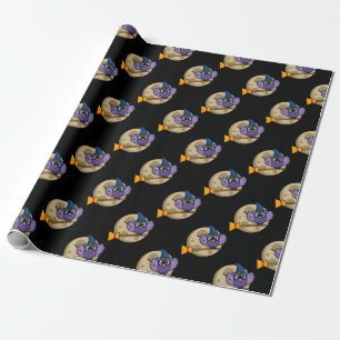 De Tovenaar van de cartoon Owl die op het Patroon Cadeaupapier