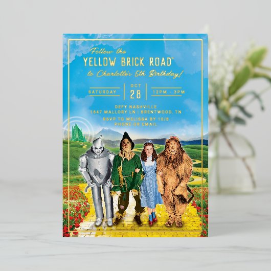 De tovenaar van de uitnodiging van Oz Birthday (Staand Voorkant)