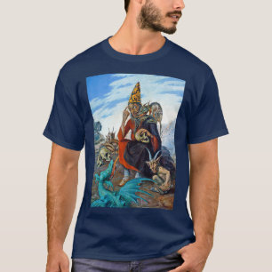 De Tovenaar van Macabre rond Demons en Skulls T-shirt