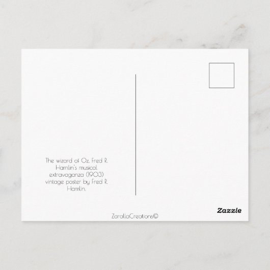 De Tovenaar van Oz, Tinman Musical Briefkaart (Achterkant)