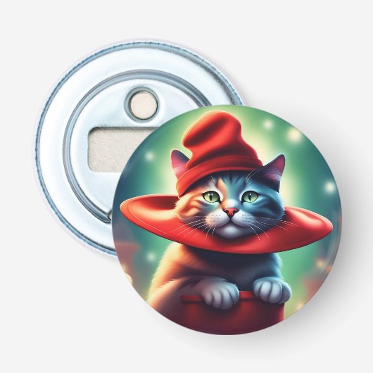 De tovenaarskat button flesopener (Voorkant)