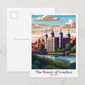 De Tower of London Vintage Travel Illustratie Briefkaart (Voorkant / Achterkant)