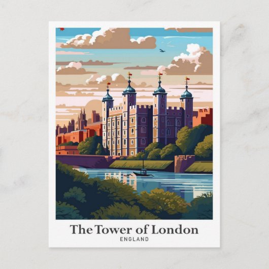 De Tower of London Vintage Travel Illustratie Briefkaart (Voorkant)