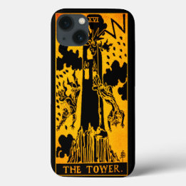 De tower Tarot-Kaart | Goud en zwart | Case-Mate iPhone Case