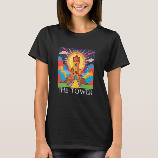 De TowerTarot Kaart, de Tower, Tarot Kaarten, Taro T-shirt (Voorkant)