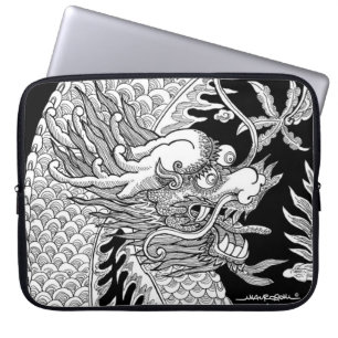 De traditionele Chinese Zwart-witte Schets van de Laptop Sleeve