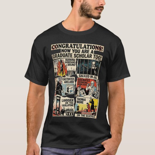De "Tragische Geleerde" Dark Academia Afstuderen T-shirt (Voorkant)