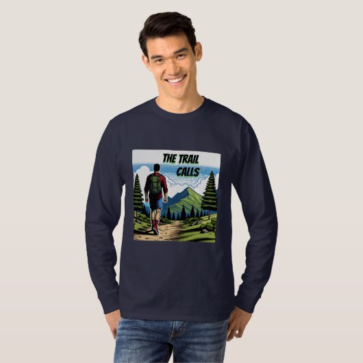 De Trail roept | Man Wandelpad T-shirt (Voorkant volledig)