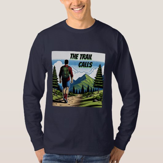 De Trail roept | Man Wandelpad T-shirt (Voorkant)