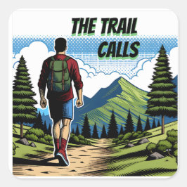De Trail roept | Man Wandelpad Vierkante Sticker
