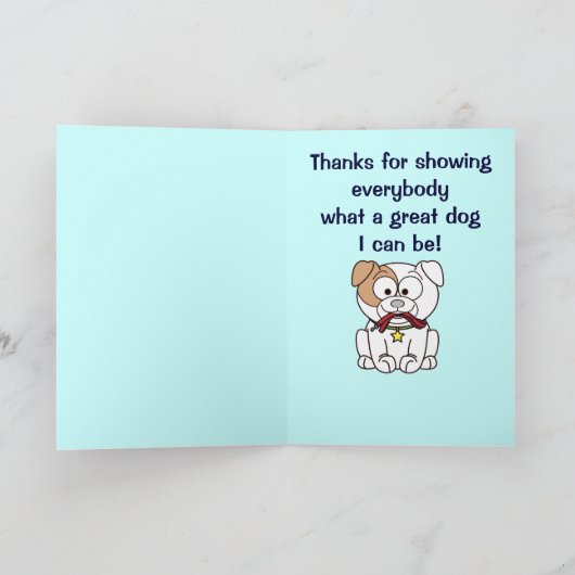 De Trainer van de hond dankt u Personaliseerbare Bedankkaart (Binnen)