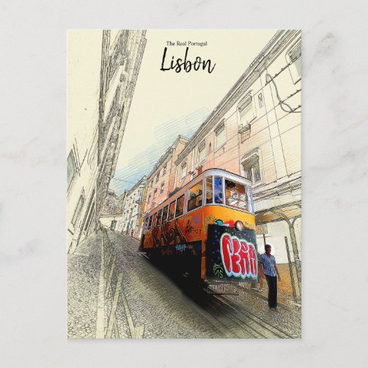 De tram laten lopen - Lissabon, Portugal Briefkaart (Voorkant)