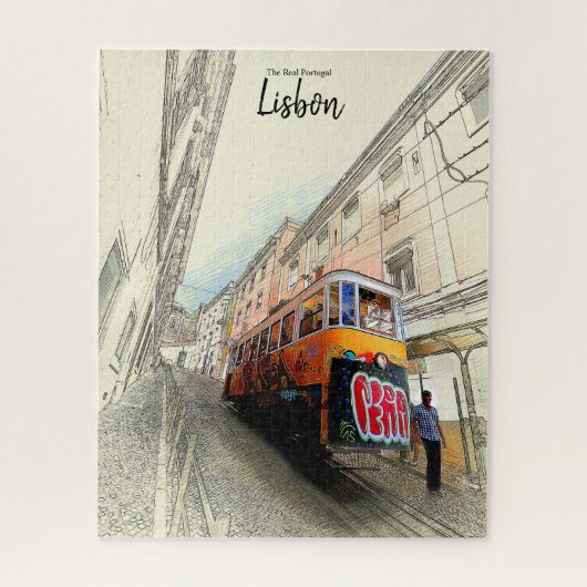 De tram lopen- Lissabon, Portugal Puzzel (Verticaal)