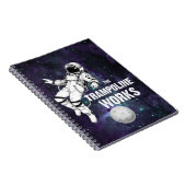 De trampoline werkt zwart-wit Astronaut Notitieboek (Rechterzijde)