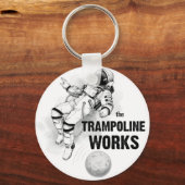 De trampoline werkt zwart-wit Astronaut Sleutelhanger (Voorkant)