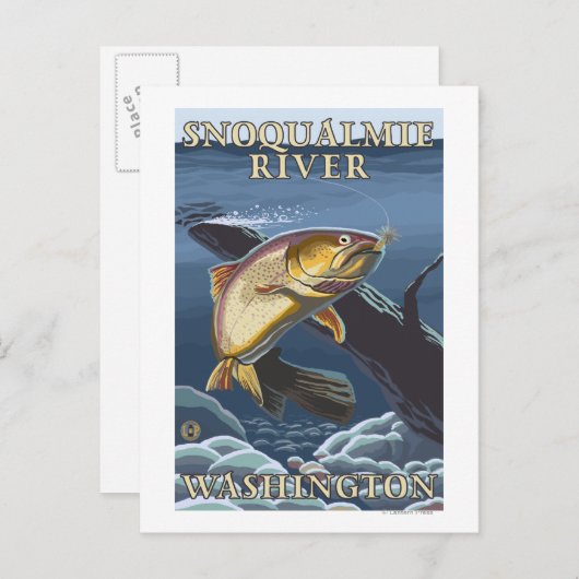 de transversale forel Vist de rivier Snoqualmie, Briefkaart (Voorkant / Achterkant)